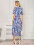 Jolie Moi Danika Floral Print Keyhole Neck Midi Dress, Royal/Multi, Royal/Multi