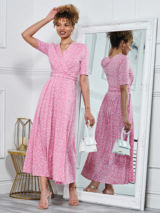 Jolie Moi Lyanna Wrap Front Maxi Dress, Dusty Pink