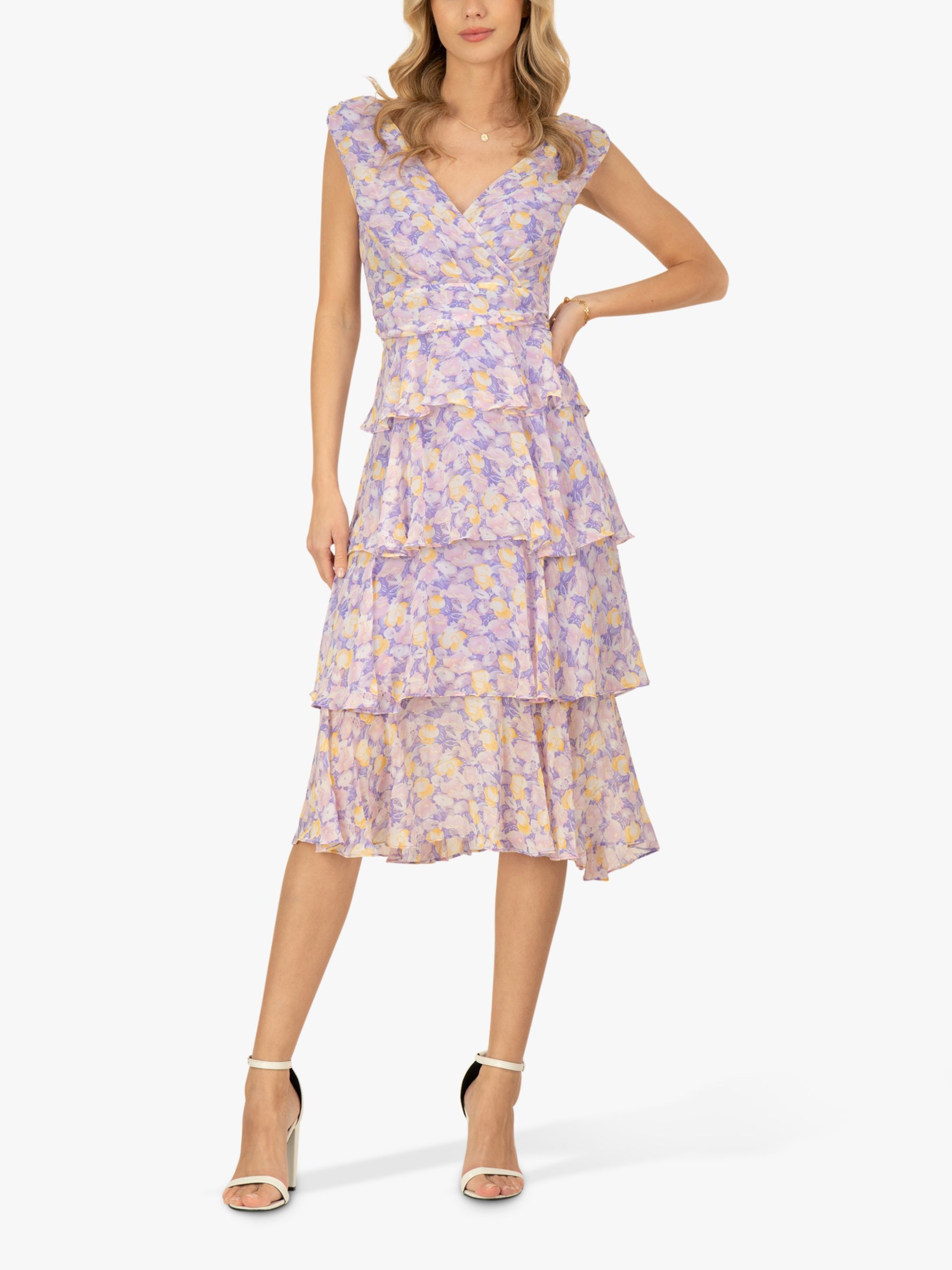 Buy Jolie Moi Selah Tiered Floral Midi Dress, Purple Online at johnlewis.com