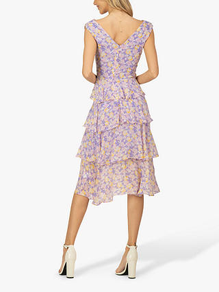 Jolie Moi Selah Tiered Floral Midi Dress, Purple