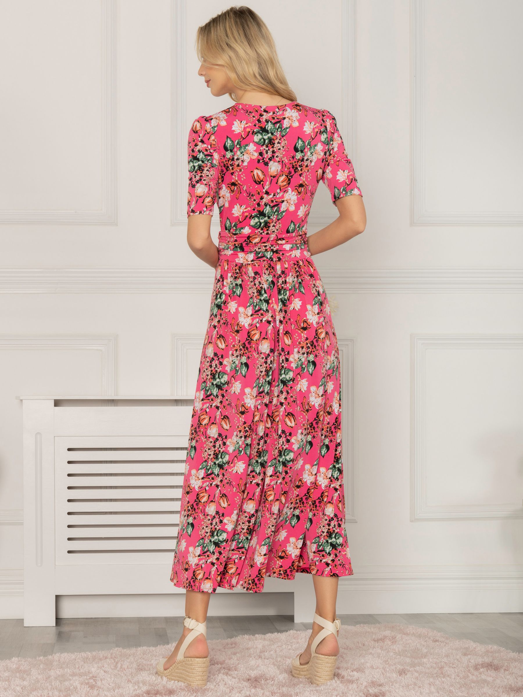 Jolie Moi Gillian Floral Maxi Dress, Cerise at John Lewis & Partners