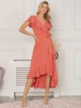 Jolie Moi Alleigh Frill Dipped Hem Midi Dress, Rusty Red