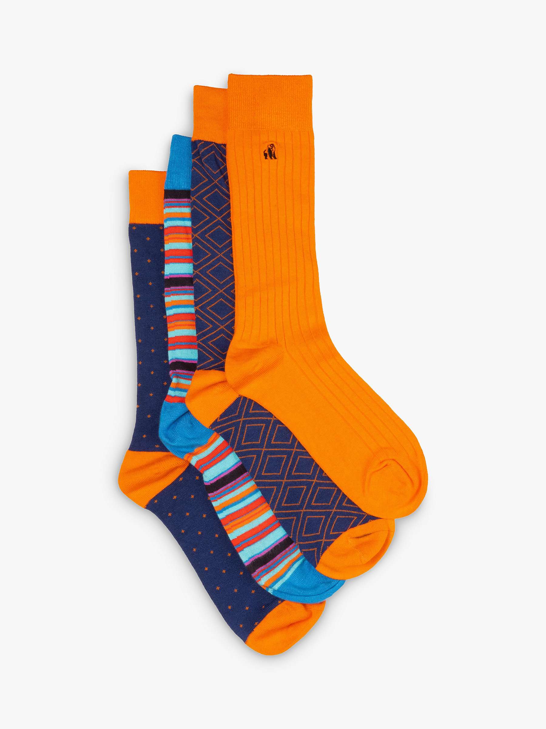 Buy Swole Panda Pattern Bamboo Socks, Pack of 4, Orange/Blue/Multi Online at johnlewis.com