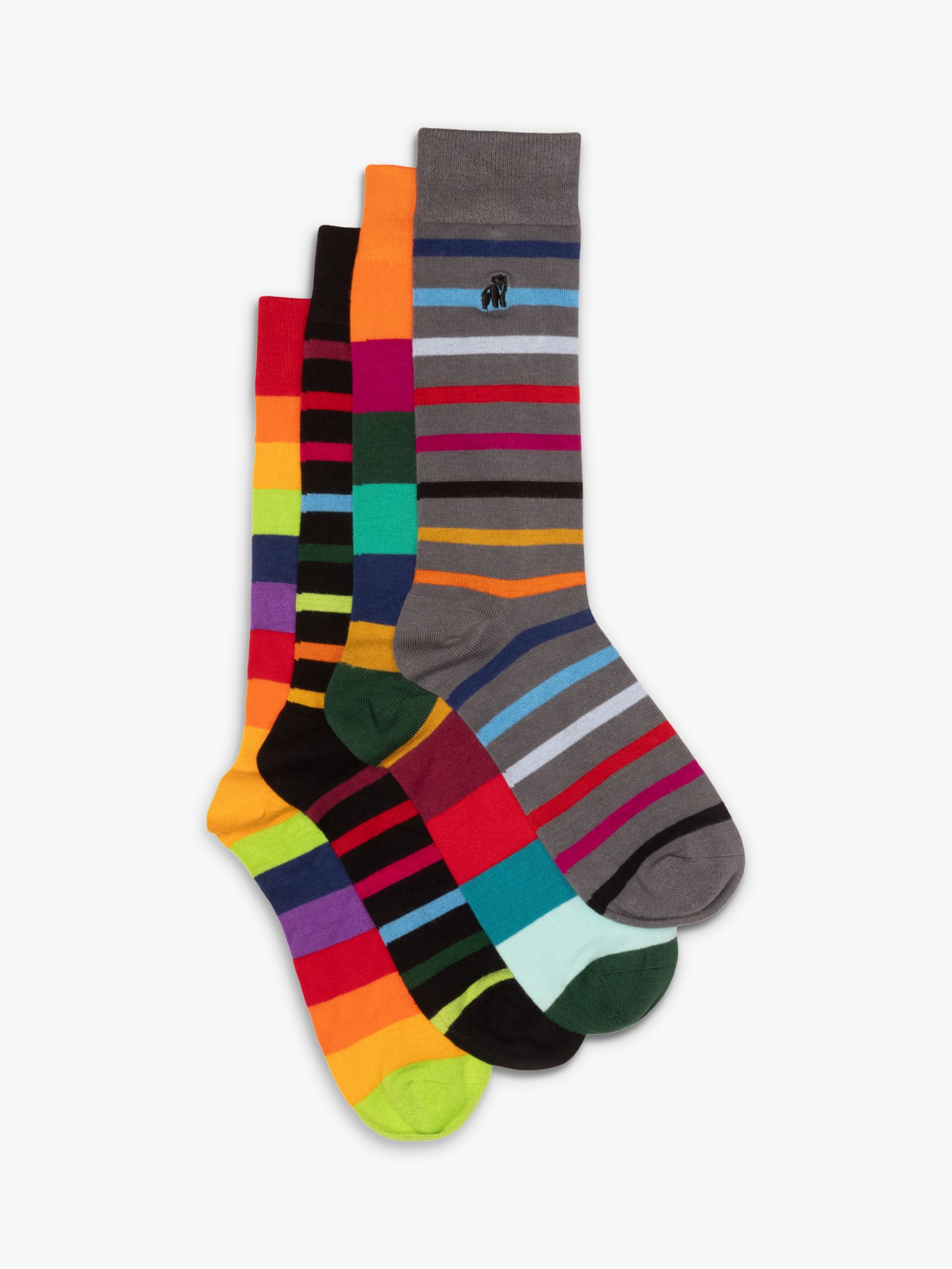 Jefferies Socks Boys' Funky Stripe Crew Socks 3 Pair Pack, Multi