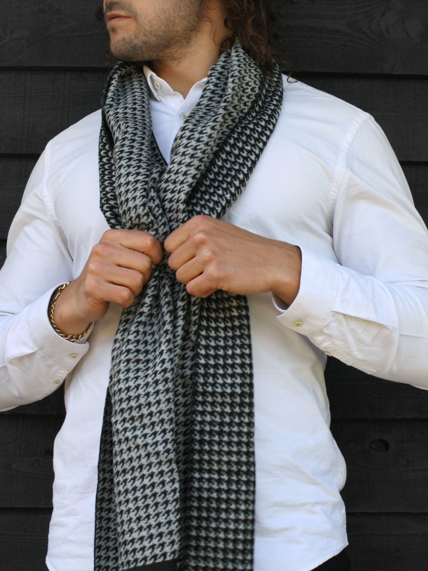 Buy Swole Panda Classic Houndstooth Bamboo Scarf, Black/White Online at johnlewis.com