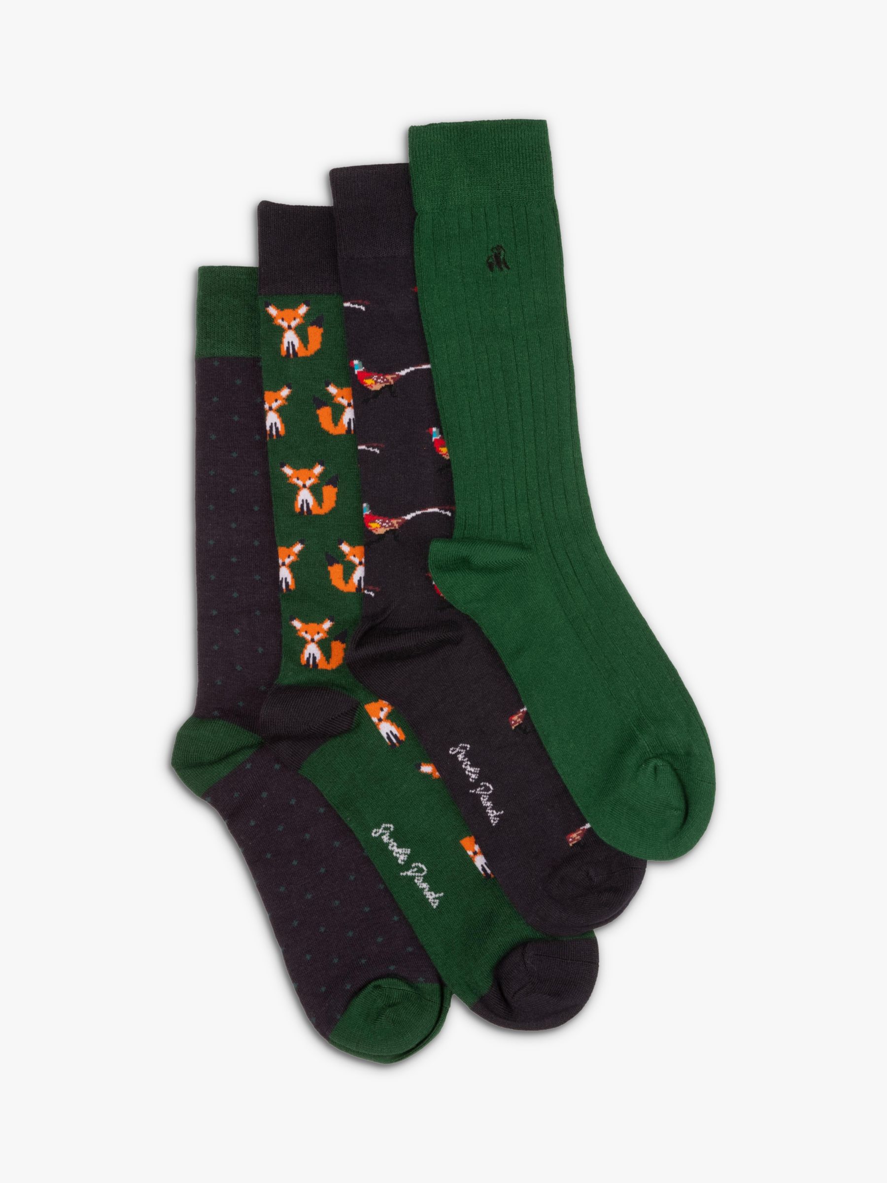 Buy Swole Panda Fox & Pheasant Bamboo Socks, Pack of 4, Multi Online at johnlewis.com