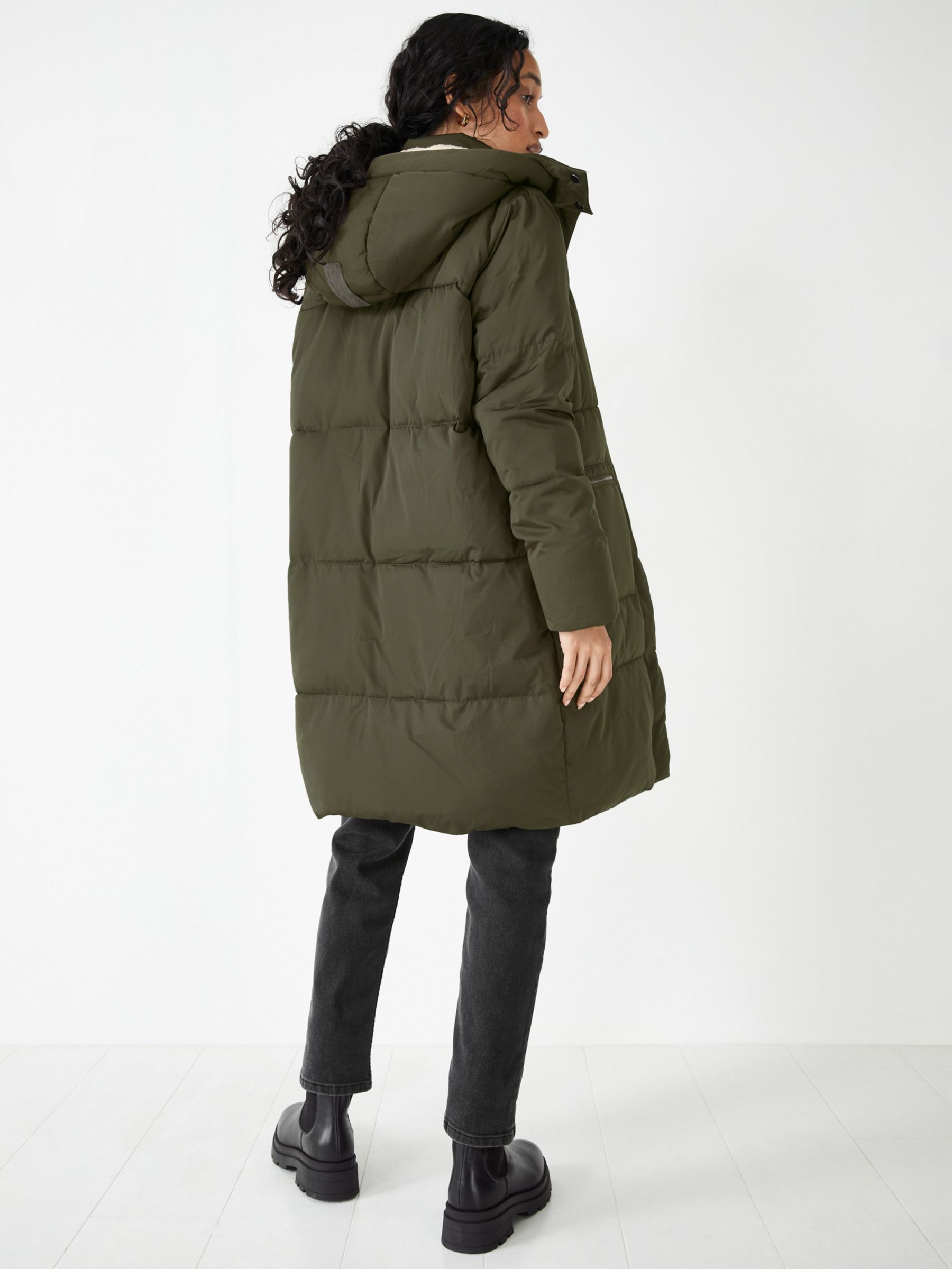 HUSH Hali Puffer Jacket, Khaki at John Lewis & Partners