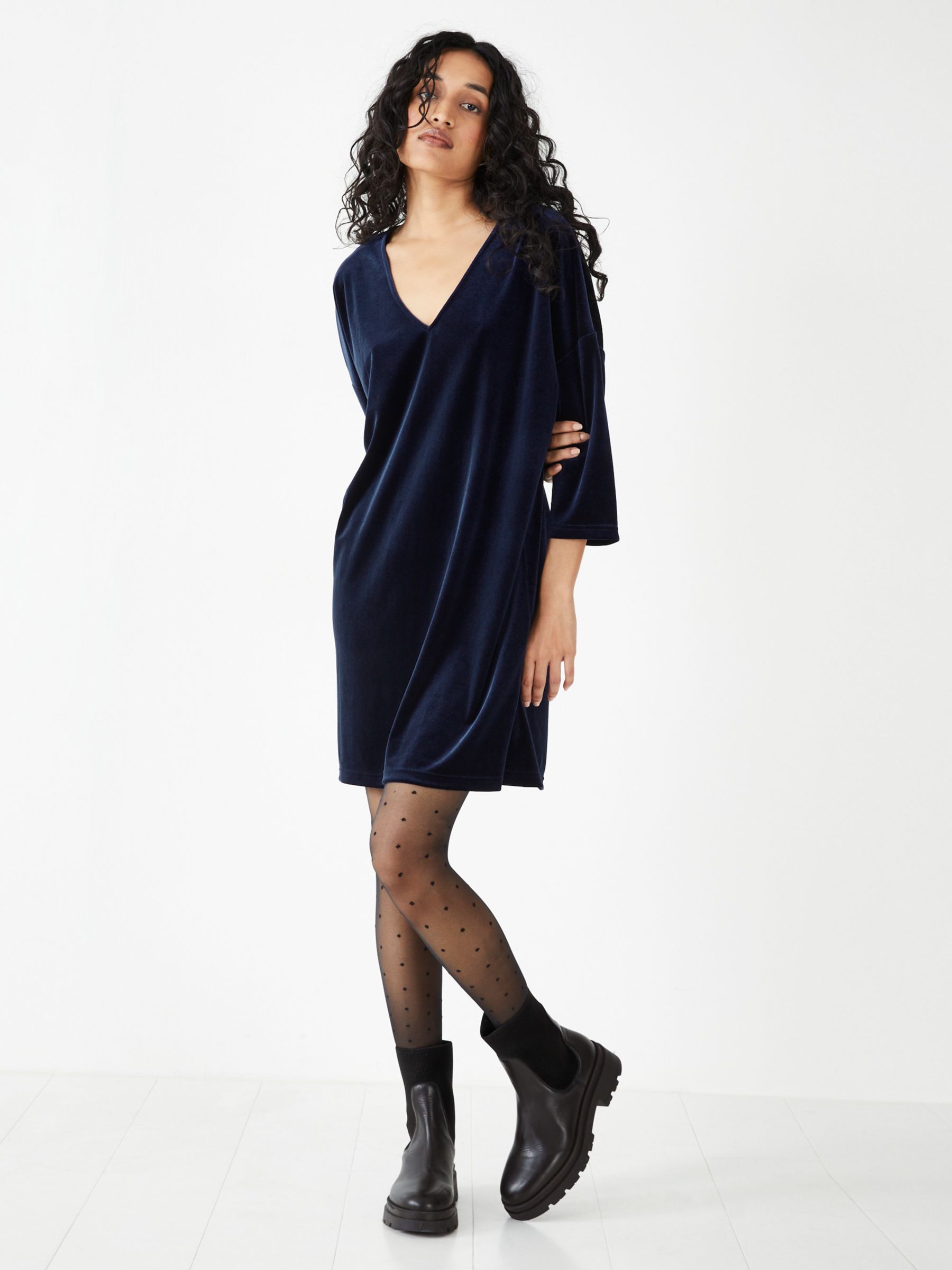 HUSH Iris Velvet Jersey Mini Dress, Midnight