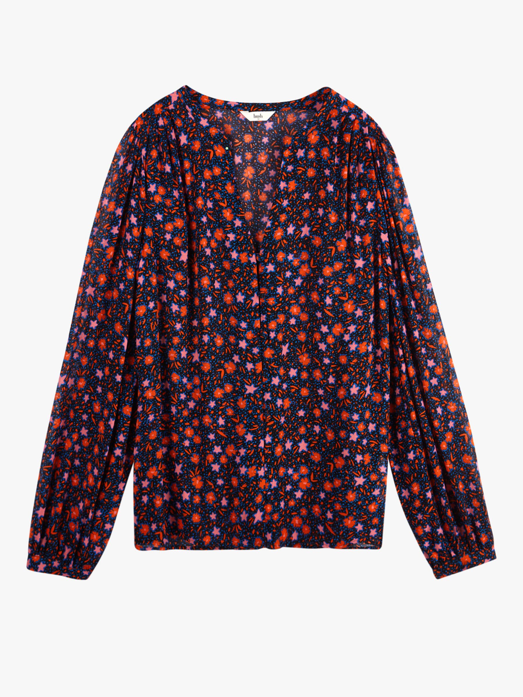 hush Sadie V-Neck Blouse, Star Flower Black at John Lewis & Partners