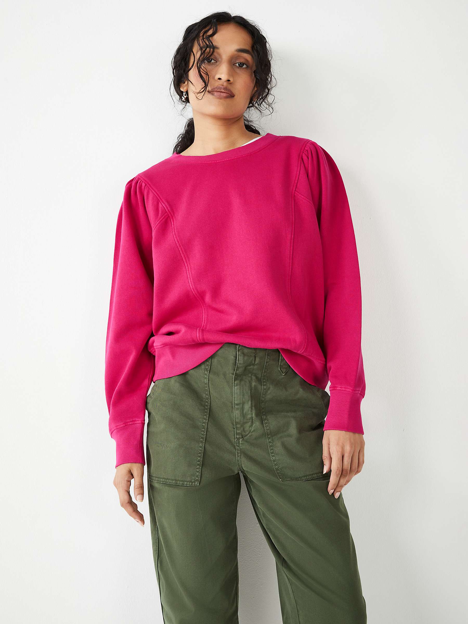 Buy HUSH Anastasia Gathered Sleeve Sweatshirt, Deep Berry Pink Online at johnlewis.com
