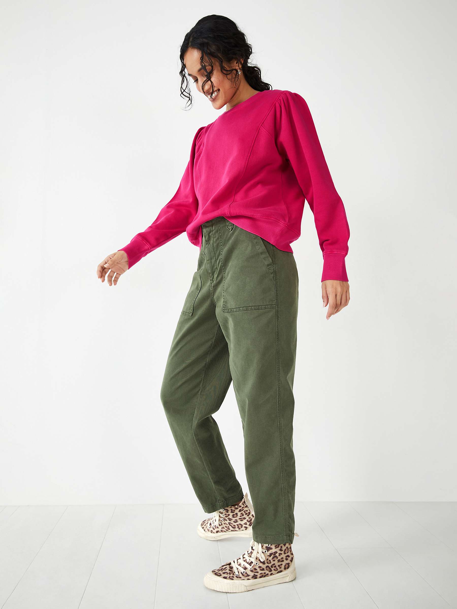 Buy HUSH Anastasia Gathered Sleeve Sweatshirt, Deep Berry Pink Online at johnlewis.com