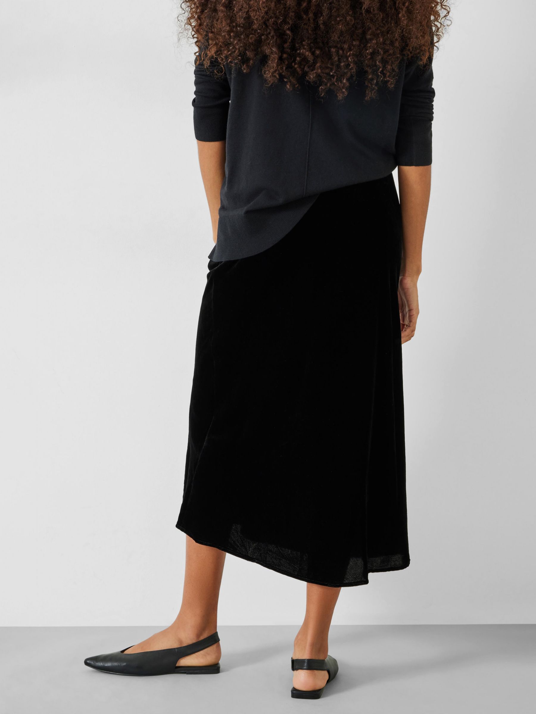 Buy HUSH Simone Velvet Midi Skirt, Black Online at johnlewis.com
