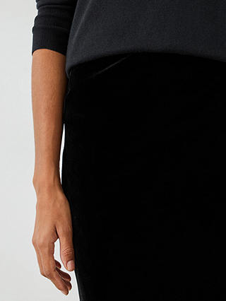 HUSH Simone Velvet Midi Skirt, Black