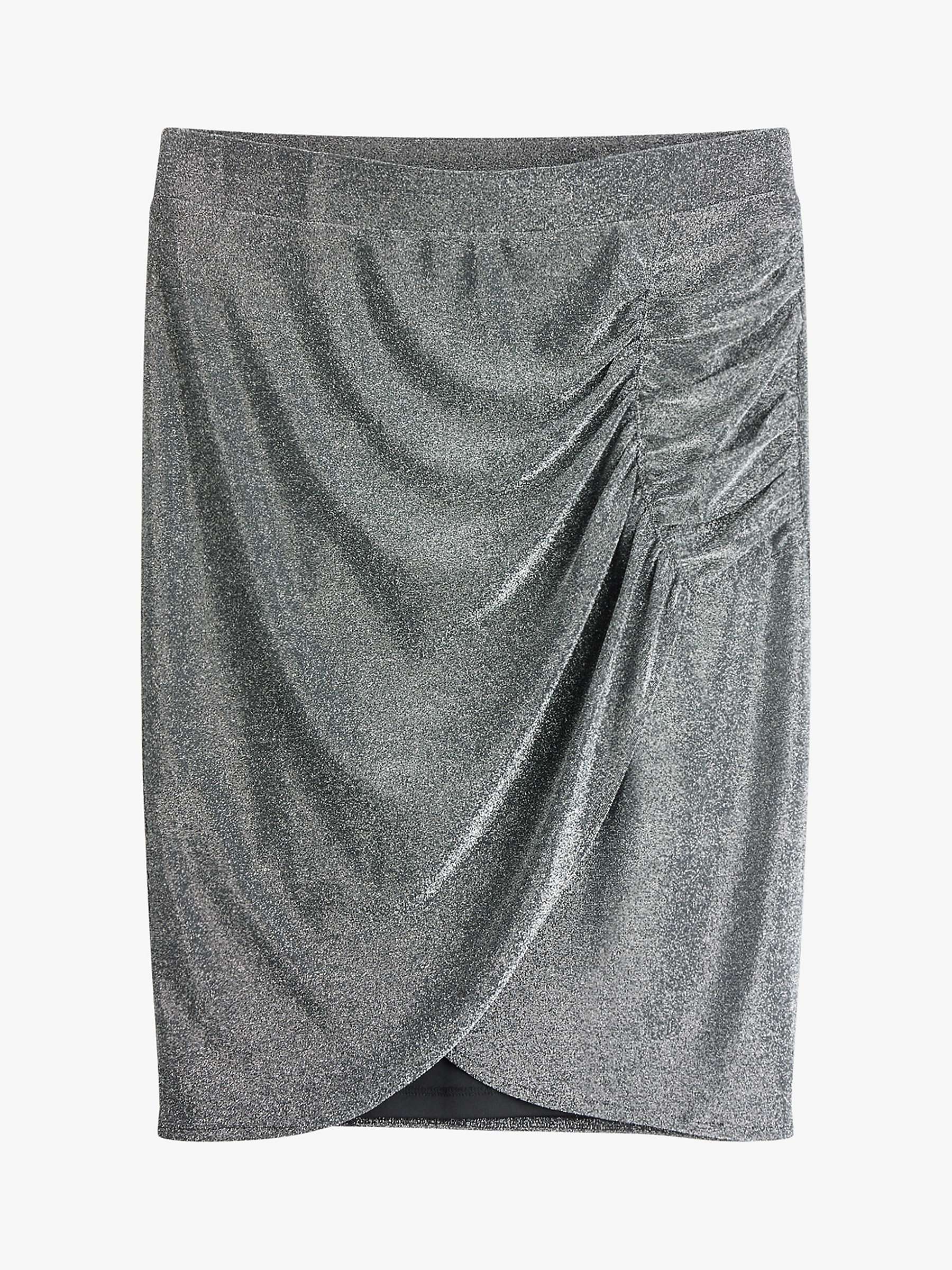 HUSH Cecelia Sparkle Ruched Skirt, Silver at John Lewis & Partners