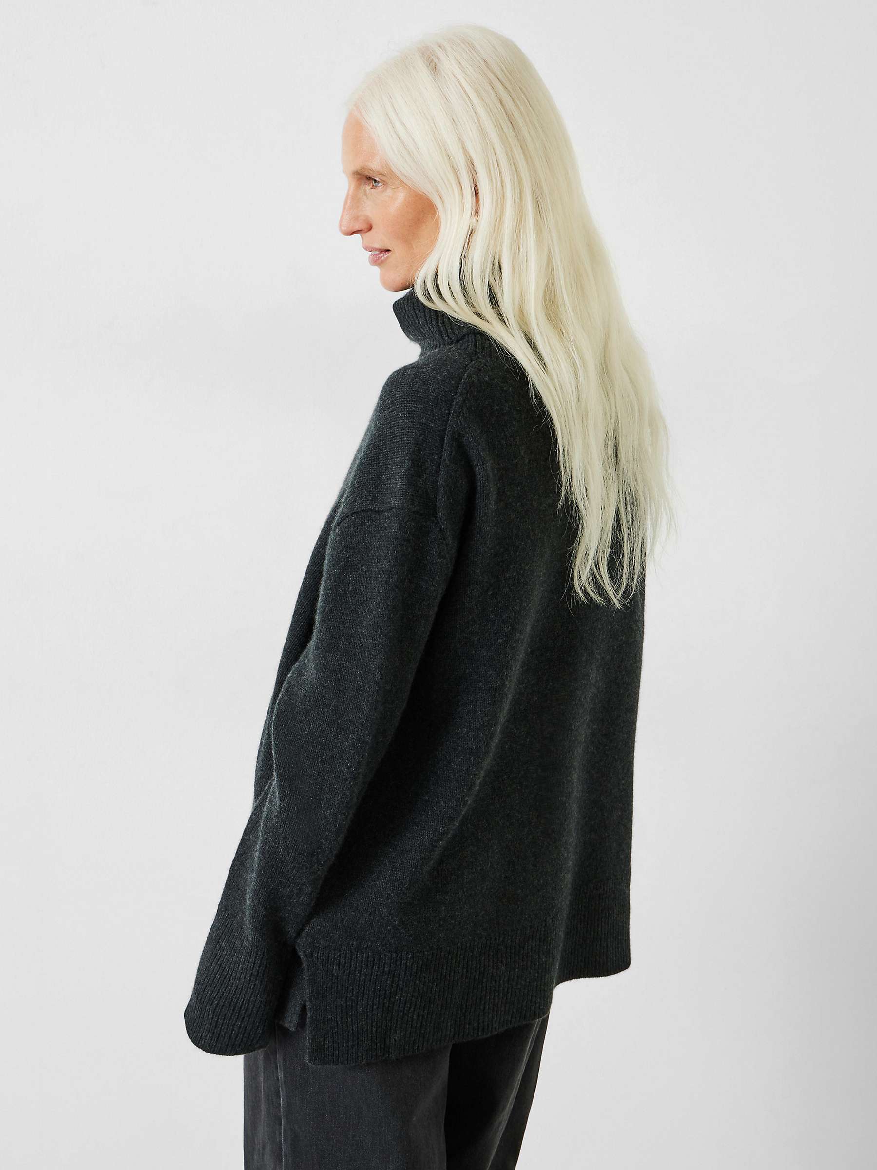 Buy HUSH Cashmere Chunky Roll Neck Jumper, Charcoal Marl Online at johnlewis.com