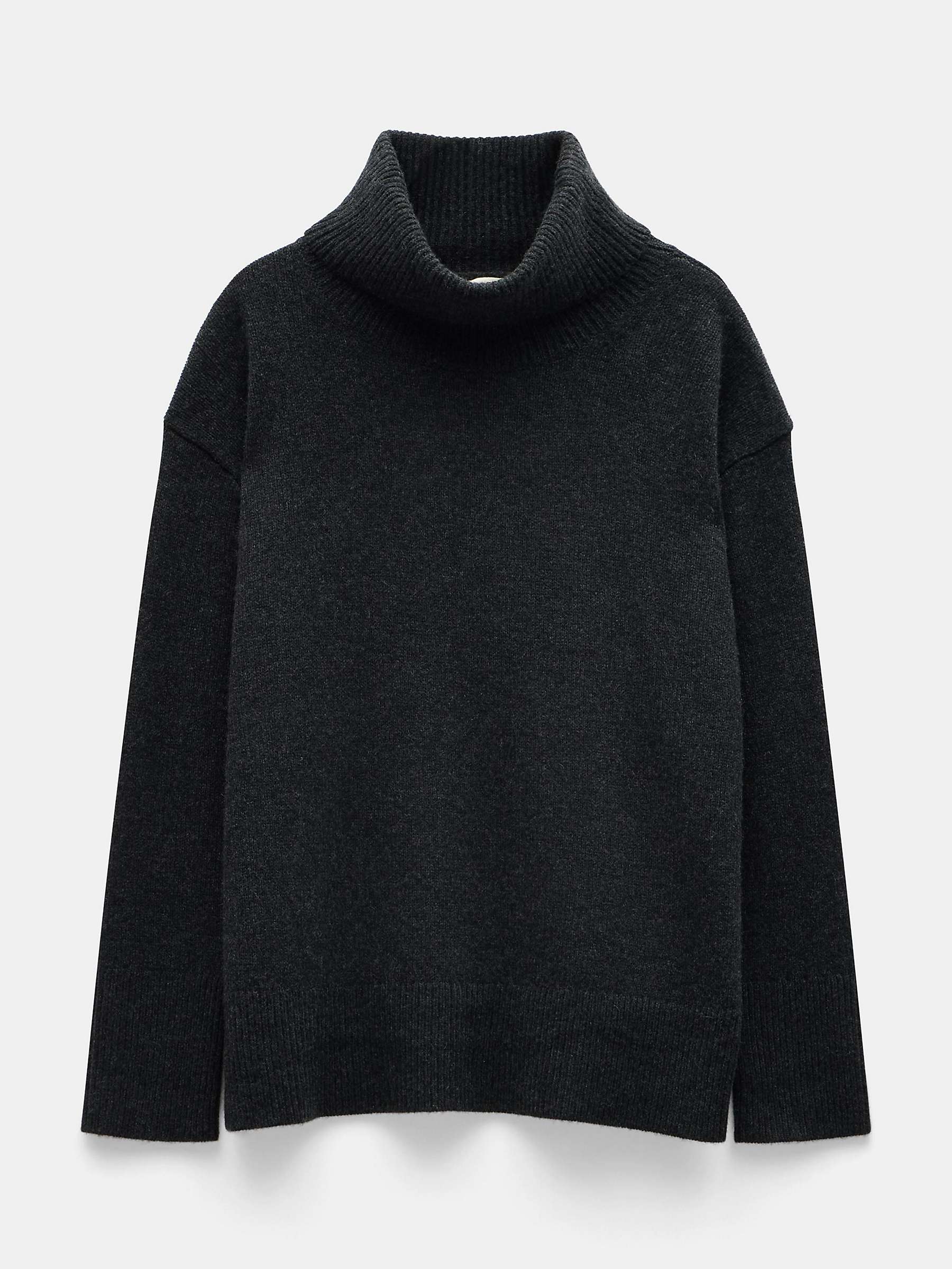 Buy HUSH Cashmere Chunky Roll Neck Jumper, Charcoal Marl Online at johnlewis.com