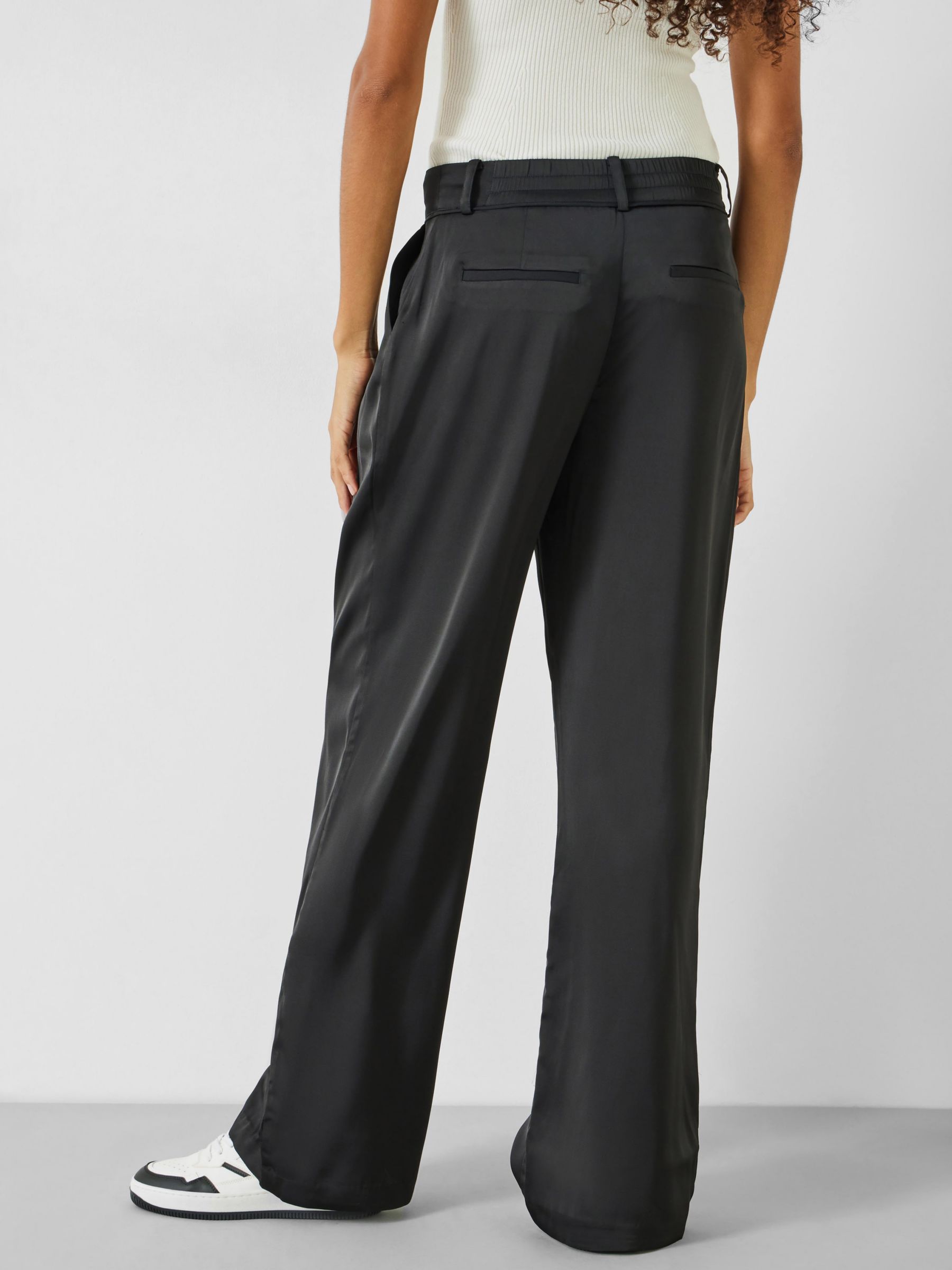 HUSH Cecilly Satin Trousers, Black