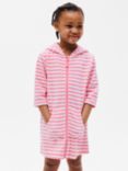 John Lewis Kids' Stripe Zip Towelling Poncho, Pink