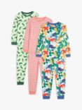 John Lewis Kids' Tropical Dinosaurs & Stripe Pyjamas, Pack of 3, Multi