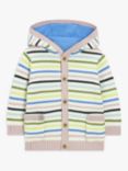 John Lewis Baby Stripe Knit Hooded Cardigan, Blue/Multi