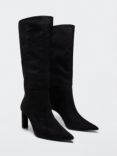 Mango Pointed Toe Knee High Boots, Black