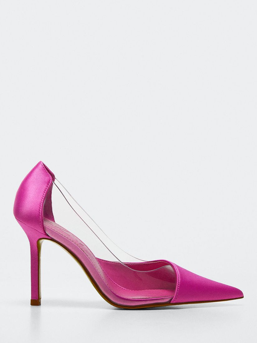 Mango Pointed Toe Perspex Court Shoes, Bright Pink at John Lewis & Partners