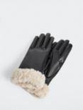 Mango Wool Blend Faux Leather Gloves, Black