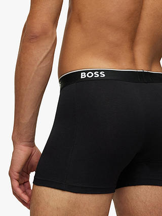 BOSS Power Cotton Logo Waistband Trunks, Pack of 3, Open Grey/Multi