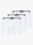 BOSS Power Cotton Logo Waistband Trunks, Pack of 3, White