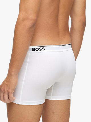 BOSS Power Cotton Logo Waistband Trunks, Pack of 3, White