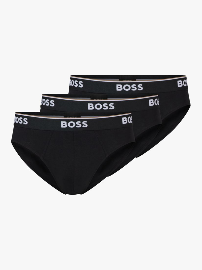 BOSS Stretch Power Briefs, Pack 3, Black at Lewis & Partners