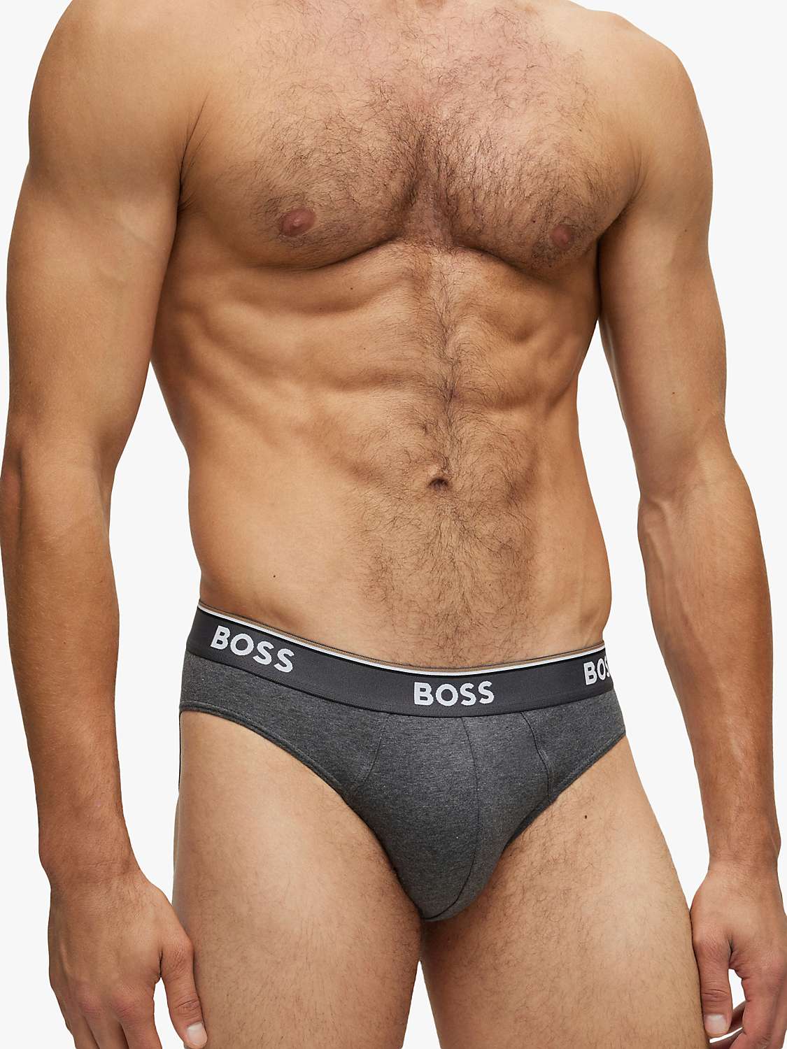 Buy BOSS Stretch Power Briefs, Pack of 3, Open Grey Online at johnlewis.com