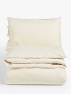 Mother of Pearl Textured Organic Cotton Double Duvet Cover Set, Natural Cream