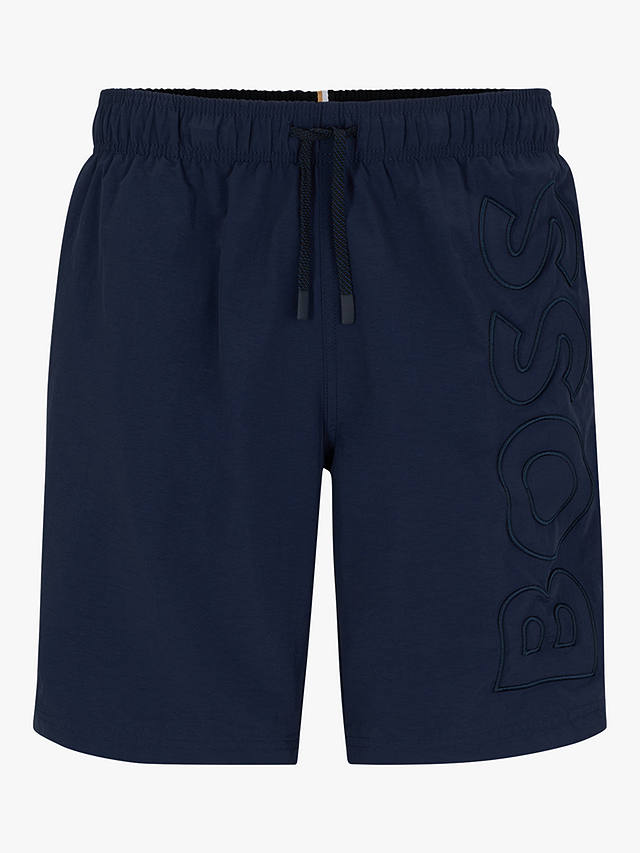 BOSS Whale Embroidered Logo Swim Shorts, Navy