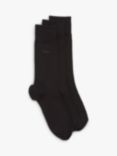 BOSS Ribbed Iconic Logo Cotton Blend Socks, Pack of 3, Black