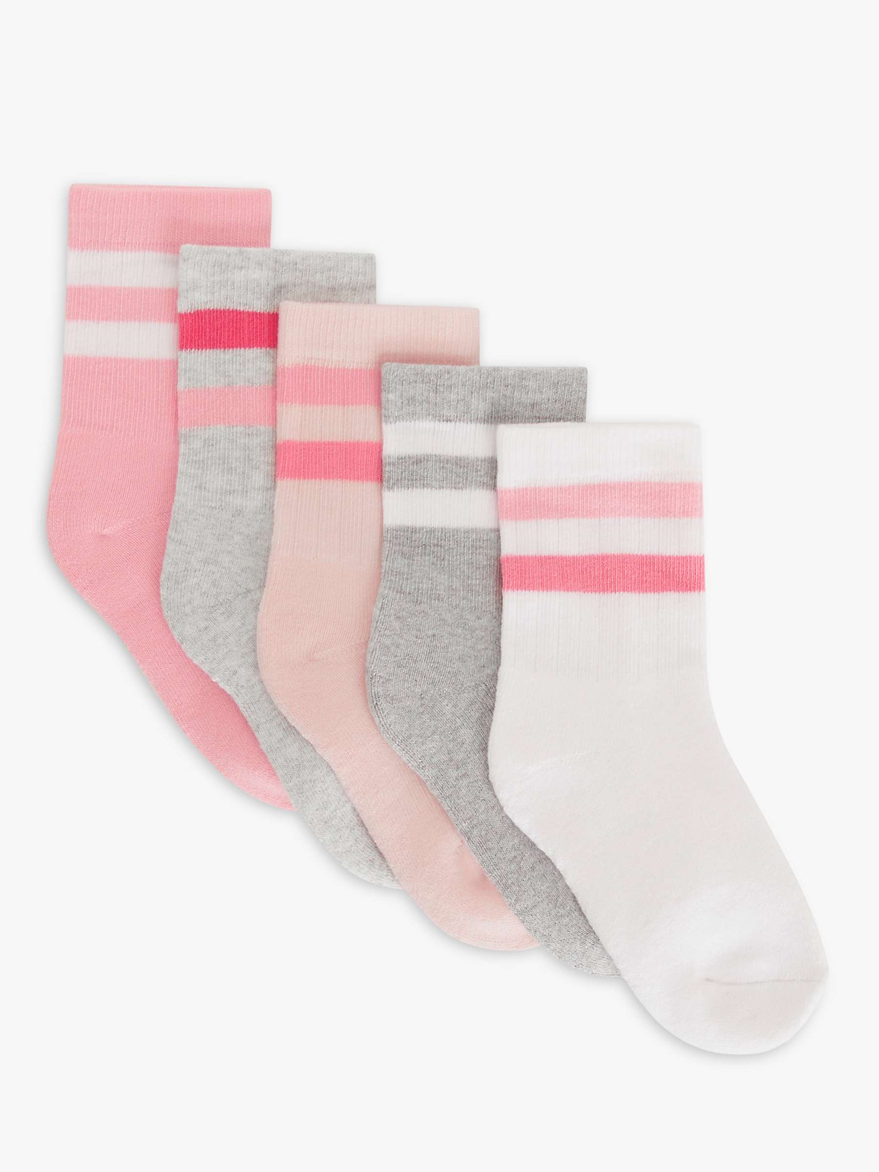 Buy John Lewis Kids' Sport Striped Tube Socks, Pack of 5, Pink/Multi Online at johnlewis.com