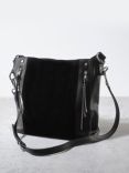 Mint Velvet Eugenie Leather Slouch Shoulder Bag, Black