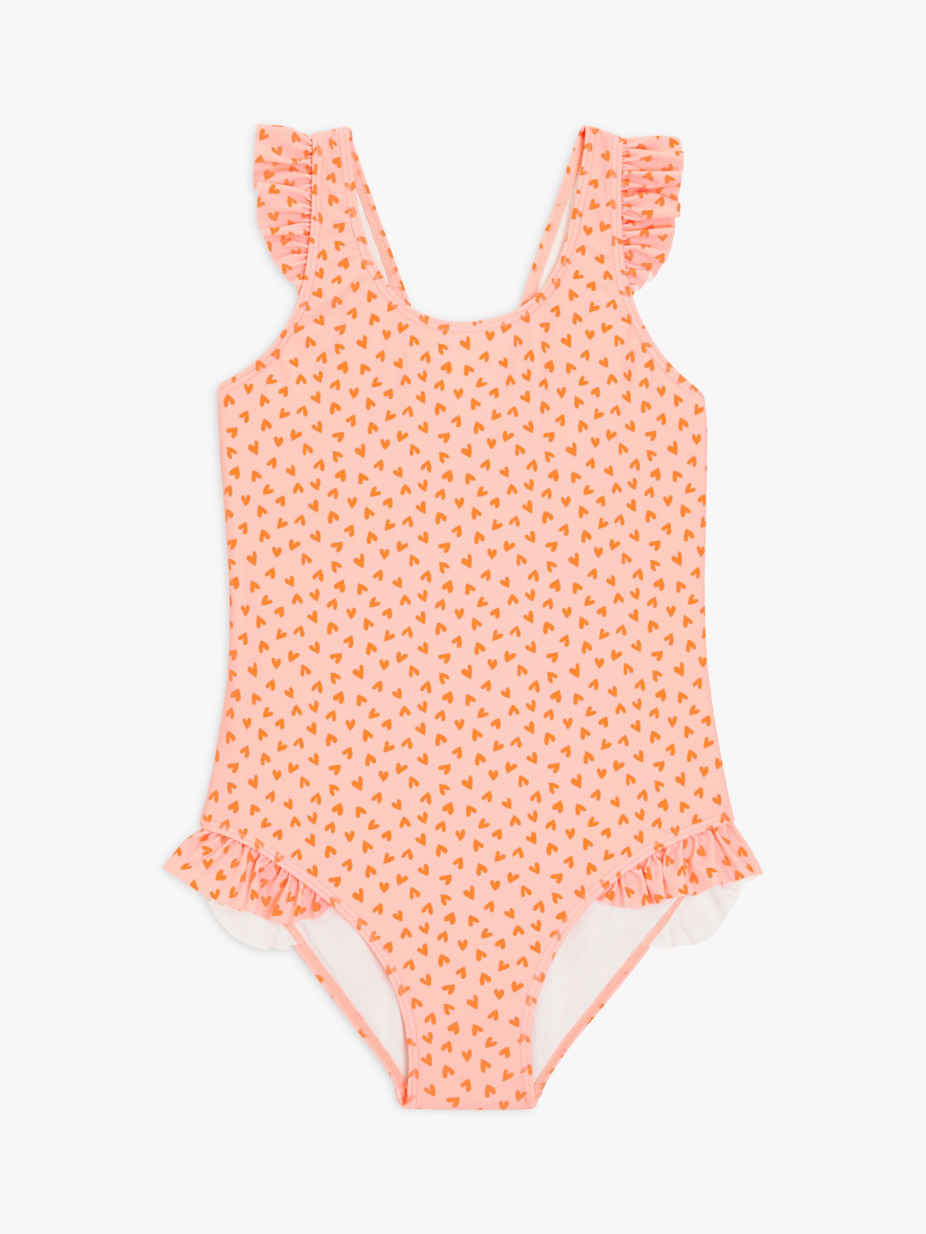 John Lewis Kids' Ditsy Heart Swimsuit, Orange