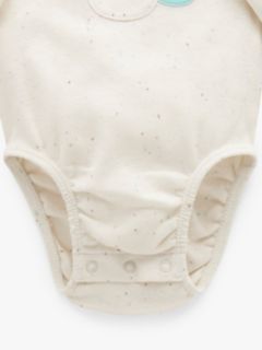 Purebaby Organic Cotton Peekaboo Crocodile Long Sleeve Bodysuit, Cream, Newborn