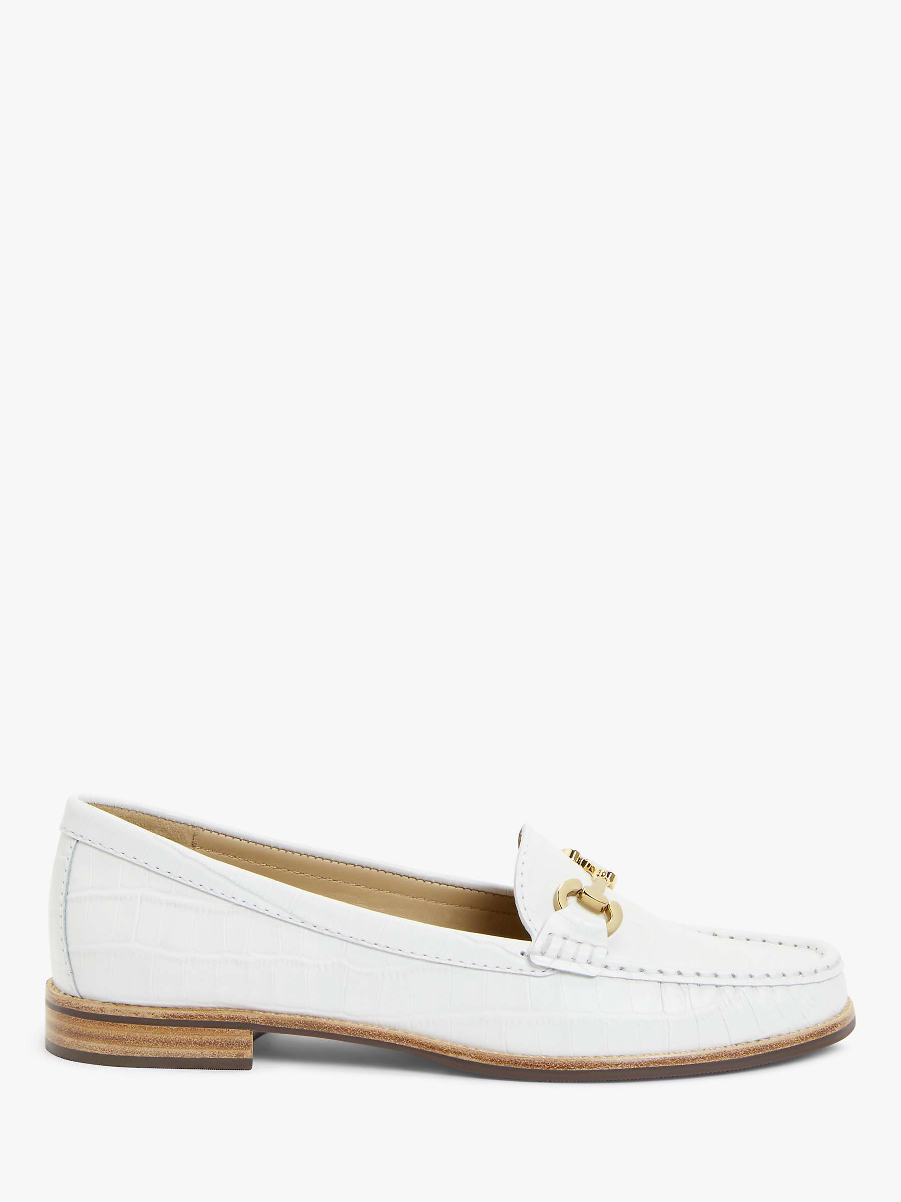 John Lewis August Leather Moccasins, White Croc at John Lewis & Partners