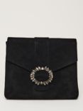 Phase Eight Suede Jewel Front Clutch Bag, Black