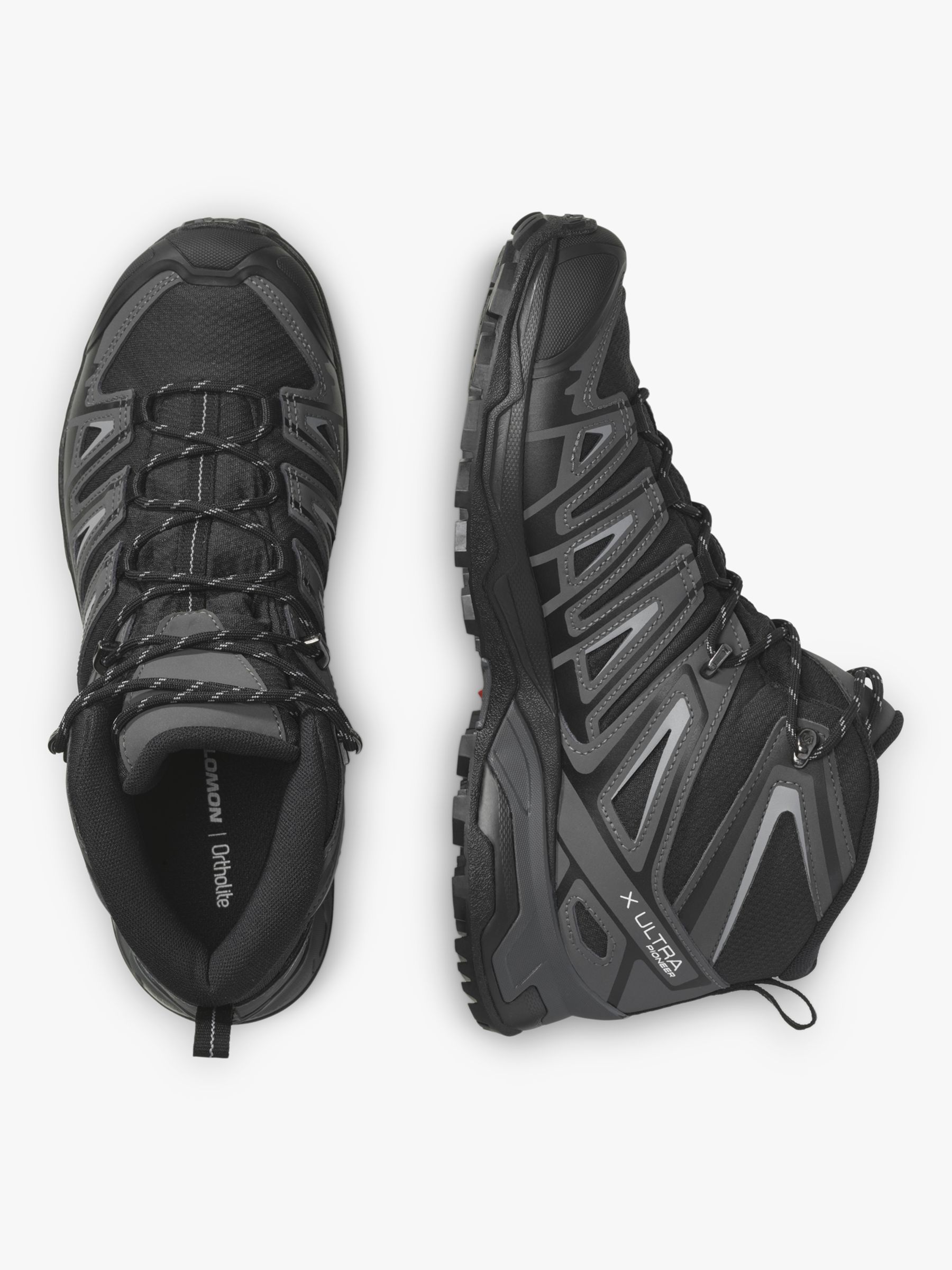 Salomon X Ultra Pioneer Mid Men's Waterproof Gore-Tex Hiking Shoes, Black/Magnet at John Lewis &