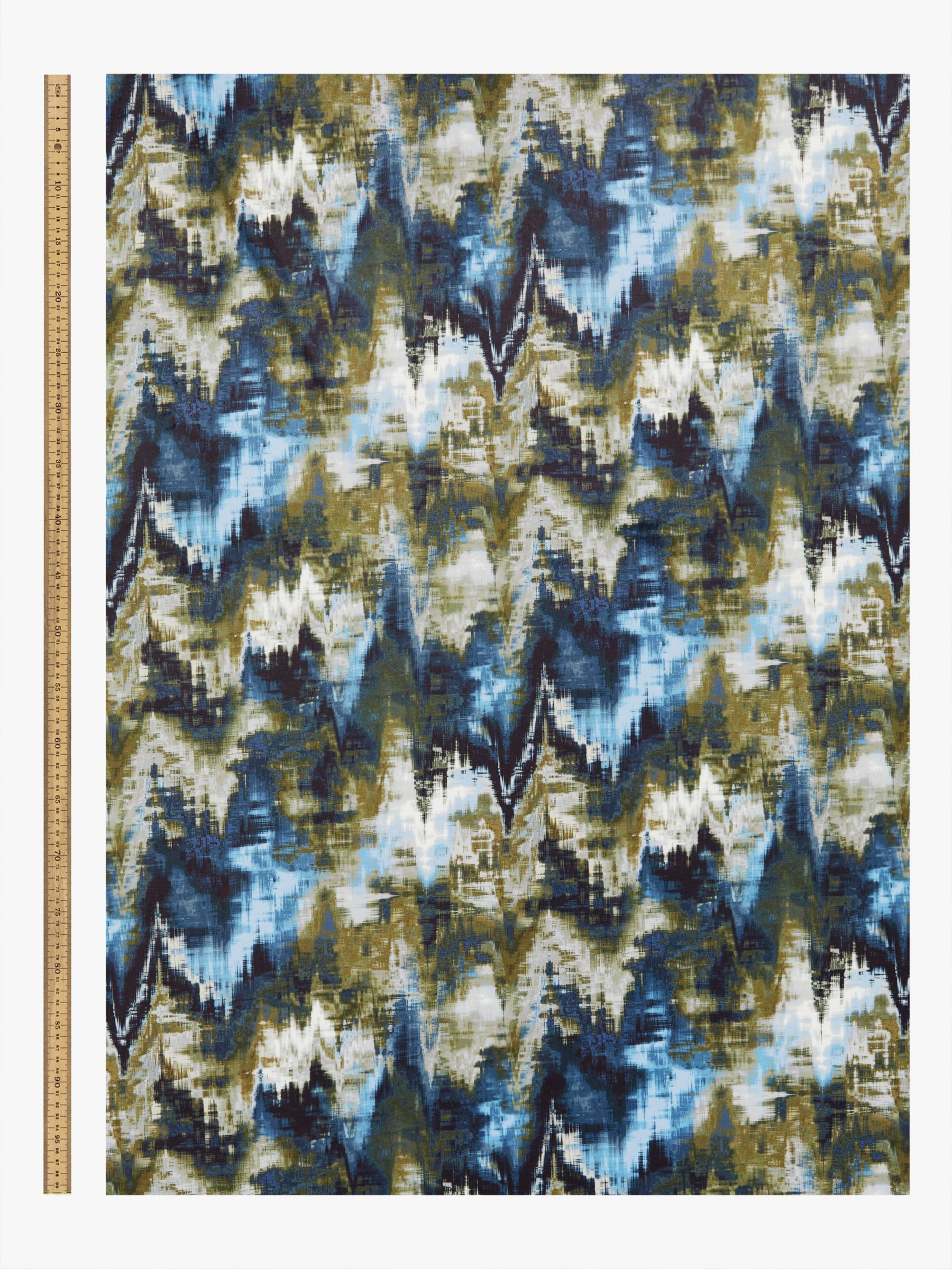 Harlequin Distortion Blue Pair Lined Eyelet Curtains, Navy/Ochre, Navy ...