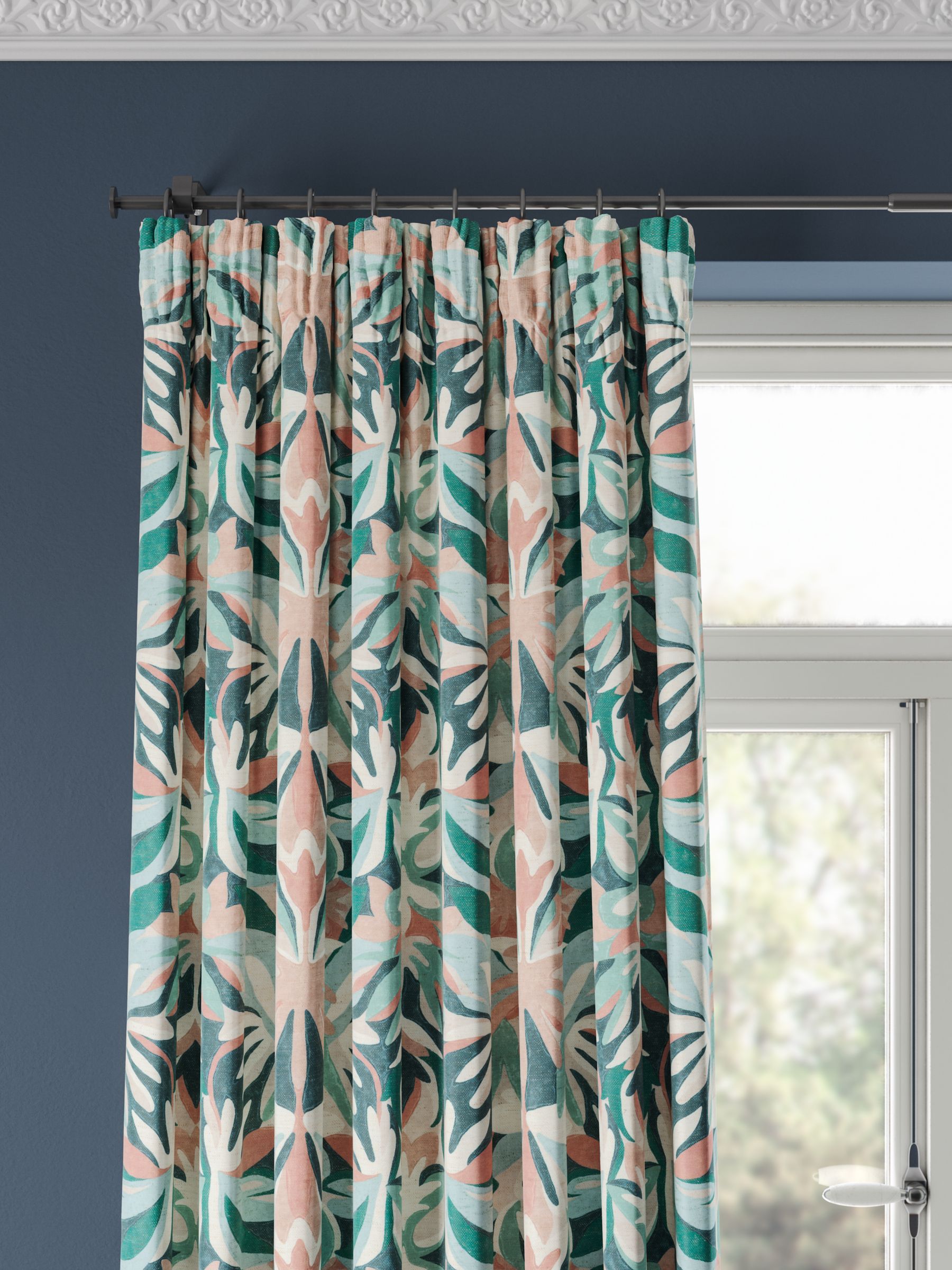 Harlequin x Sophie Robinson Sherbet Stripe Pair Lined Multiway Curtains,  Lapis/Spinel/Aqua