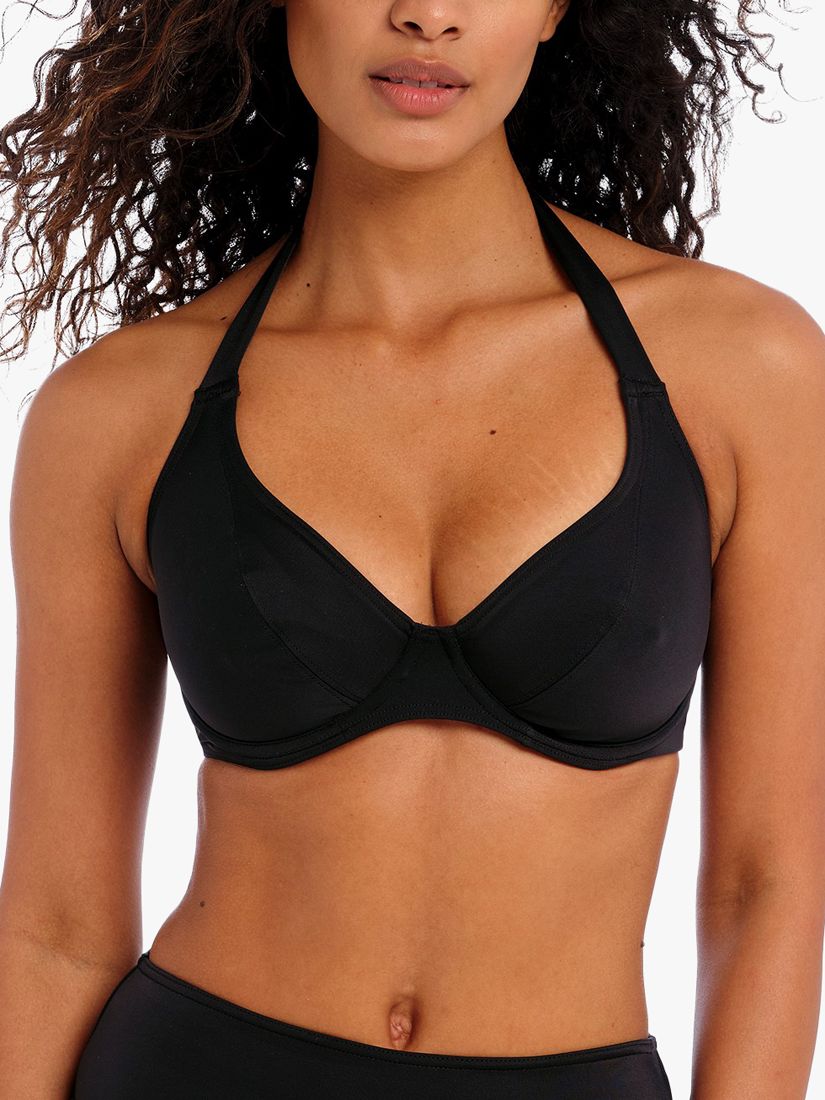 Freya Jewel Cove Plain Underwired Halterneck Bikini Top, Black at John  Lewis & Partners