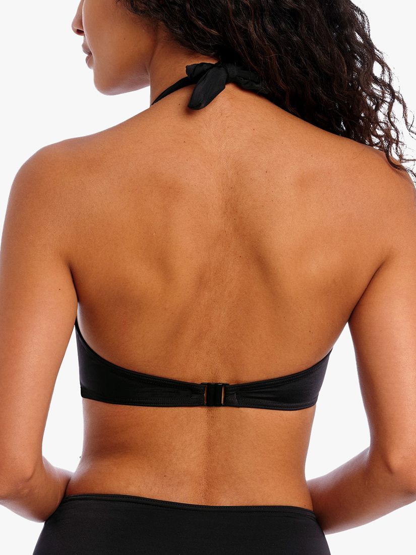 Freya Jewel Cove Plain Underwired Halterneck Bikini Top, Black, 32DD