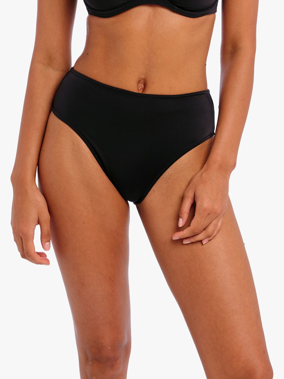 Freya Jewel Cove Plain High Waist Bikini Bottoms, Black, S
