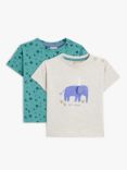 John Lewis Baby Space & Elephant T-Shirt, Pack of 2, Multi