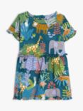 John Lewis Baby Jungle Print Day Dress, Blue/Multi