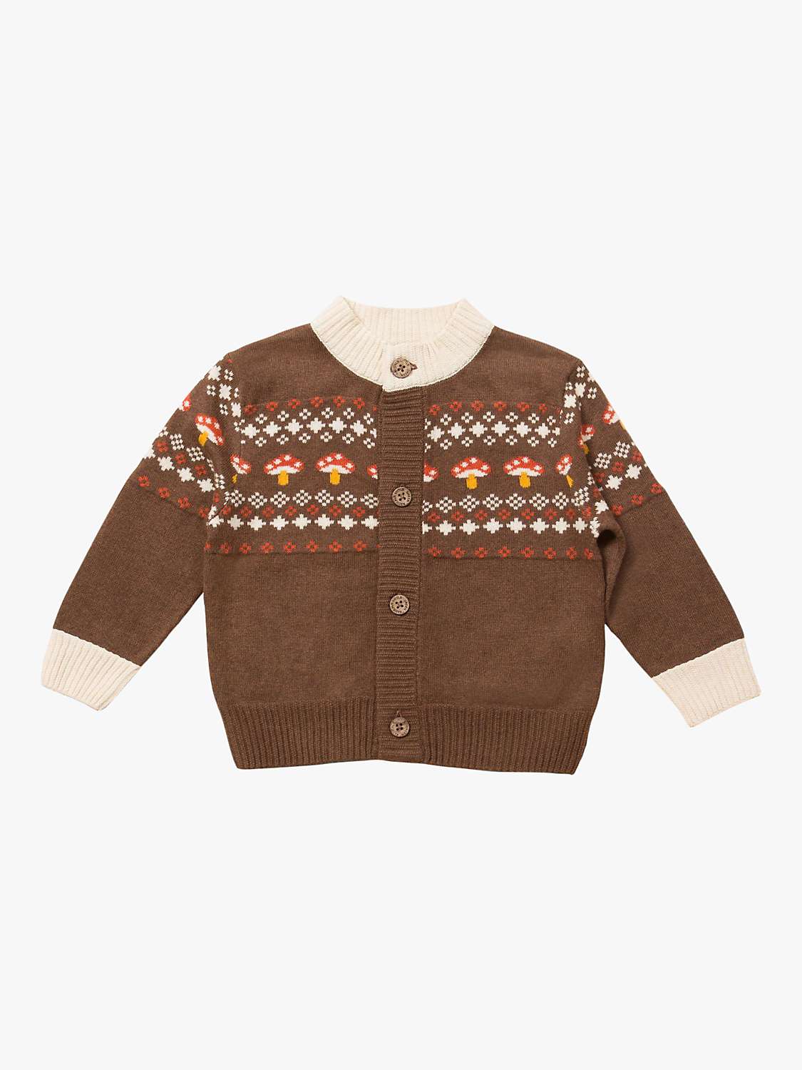 Buy Little Green Radicals Kids' From One To Another Toadstool Knit Cardigan, Brown Online at johnlewis.com